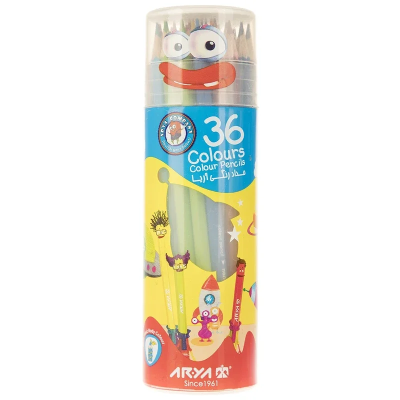 مداد رنگی استوانه ای آریا - بسته 12 - 24 و 36 رنگ