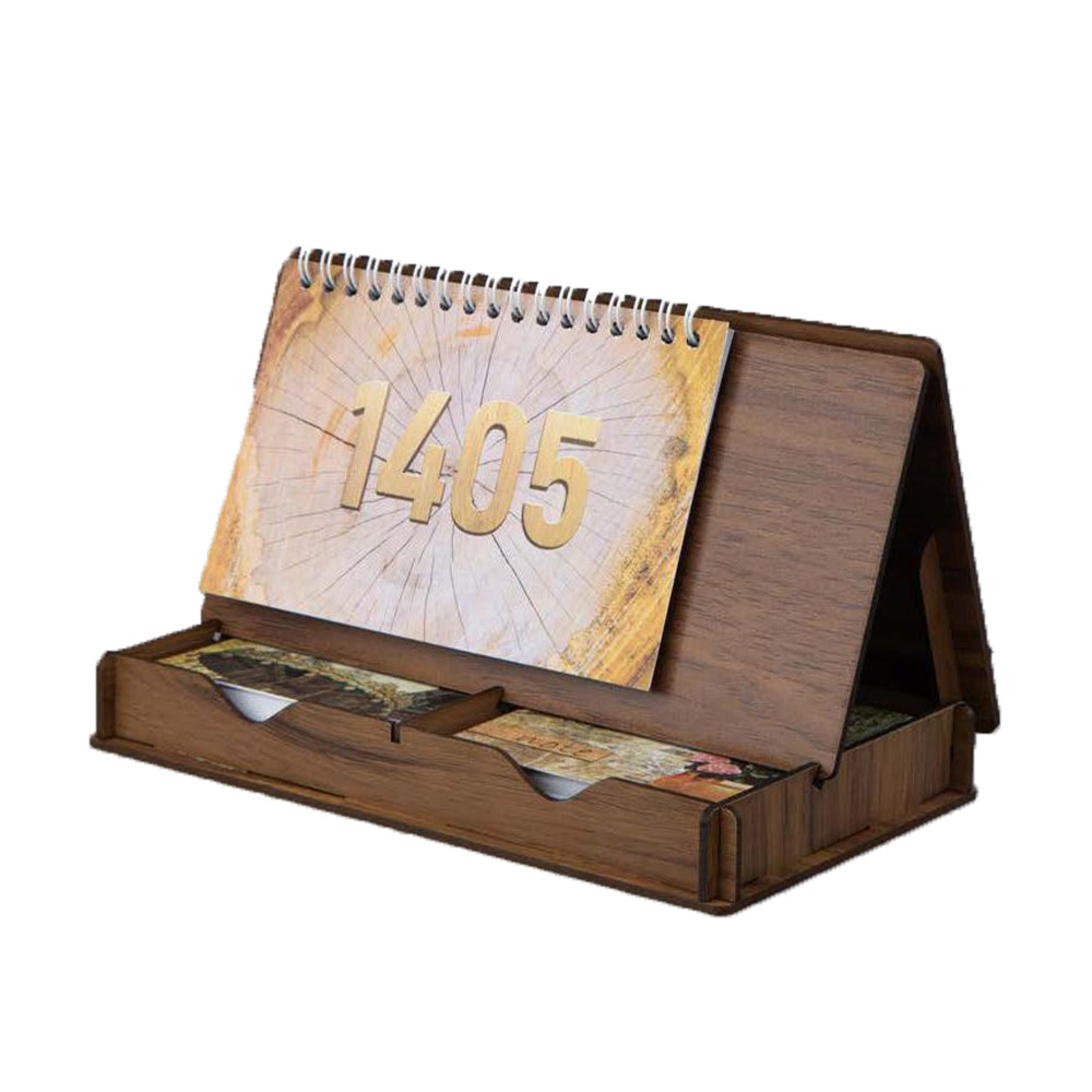 تقویم رومیزی چوبی دو یادداشت IRAN ZAMIN کد 51112