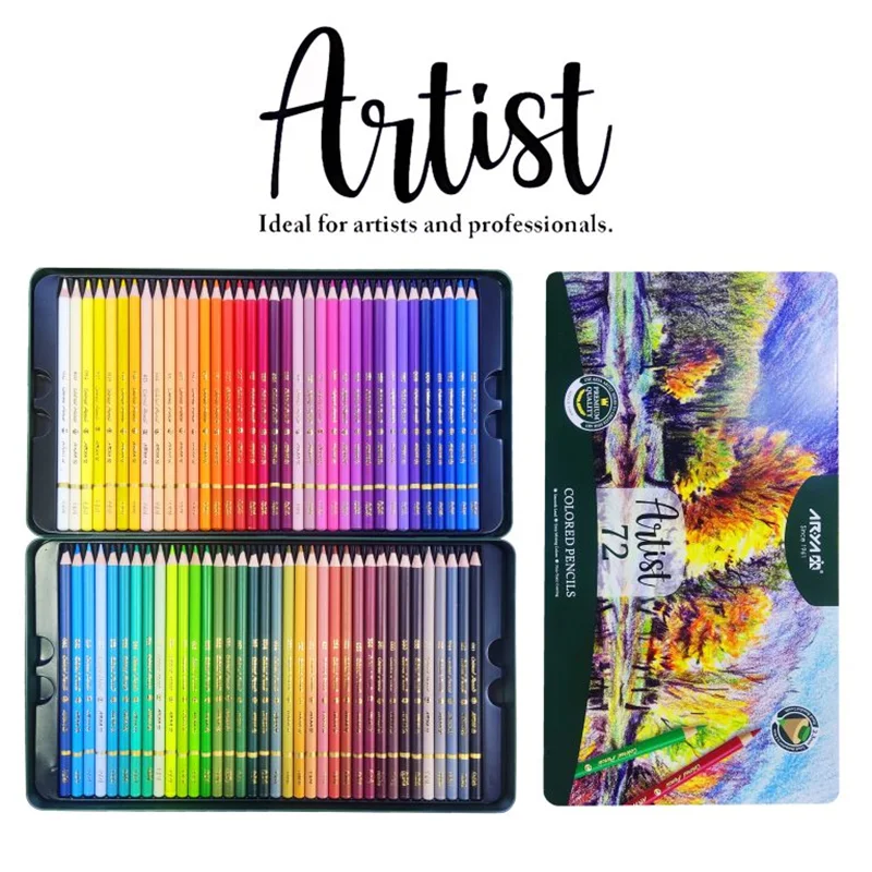 مداد رنگی جعبه فلزی آریا - بسته بندی 12 - 24 - 36 - 48 - 72 رنگی