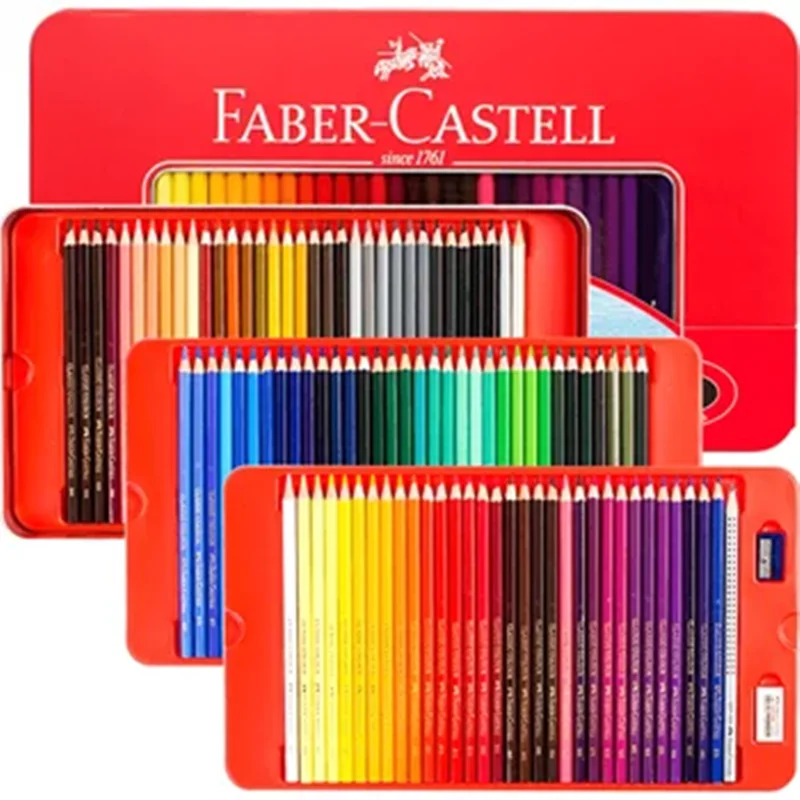 مداد رنگی فابرکاستل Faber Castell جعبه فلزی تخت کلاسیک 100 رنگ