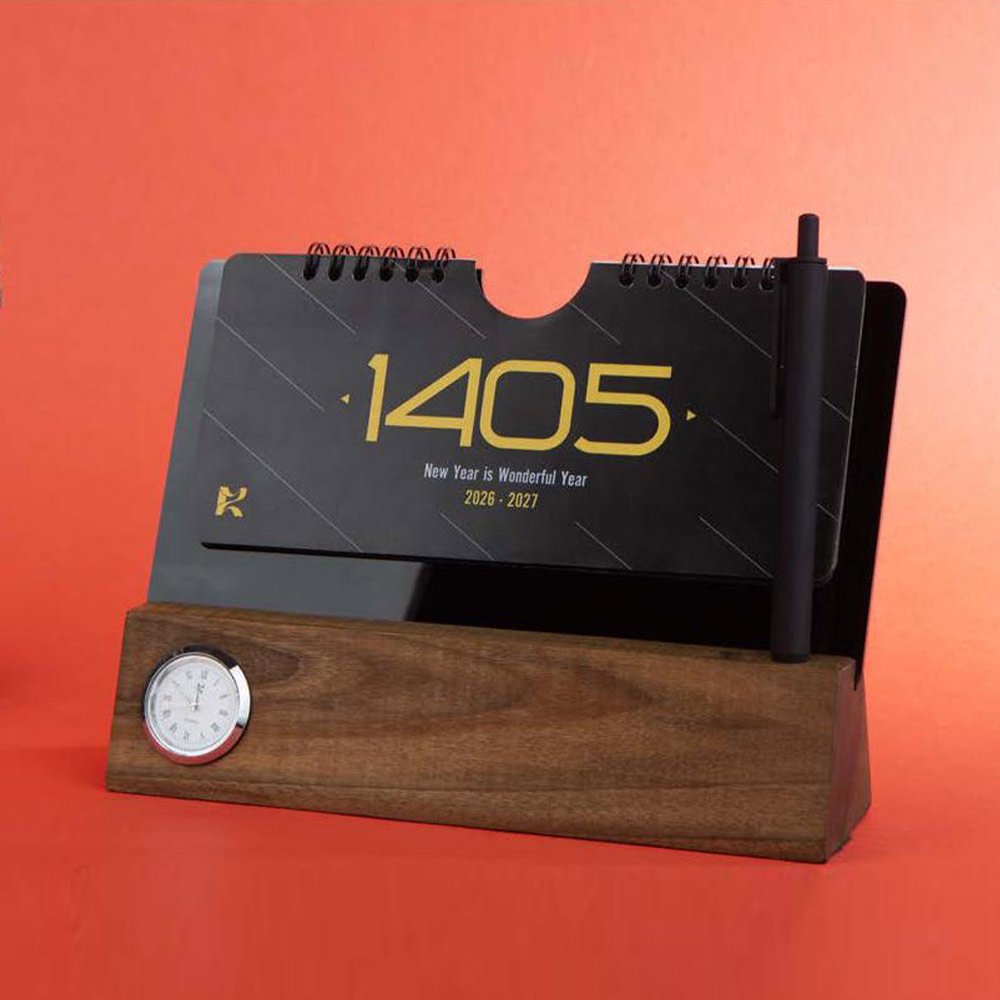 تقویم رومیزی چوب گردو IRAN ZAMIN کد 51103