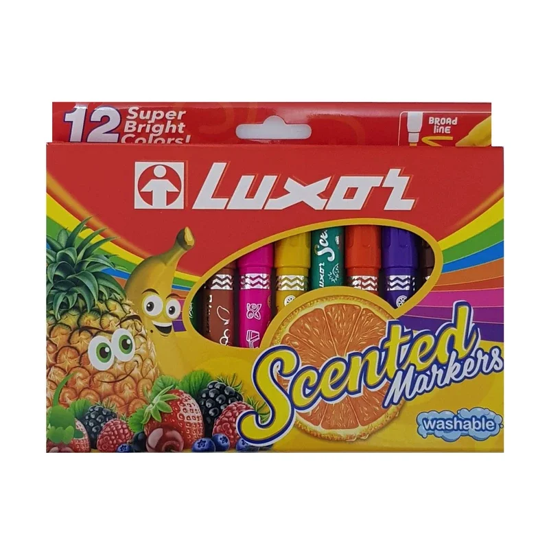 ماژیک رنگ آمیزی لاکسر مدل عطری بسته 12 عددی Luxar Scented